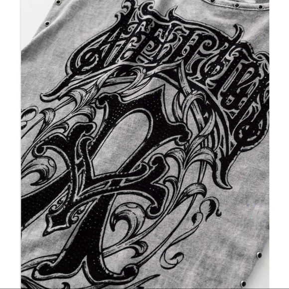 Affliction Women's T-Shirt Iconic Steel Biker Tattoo Gray - Picture 4 of 5